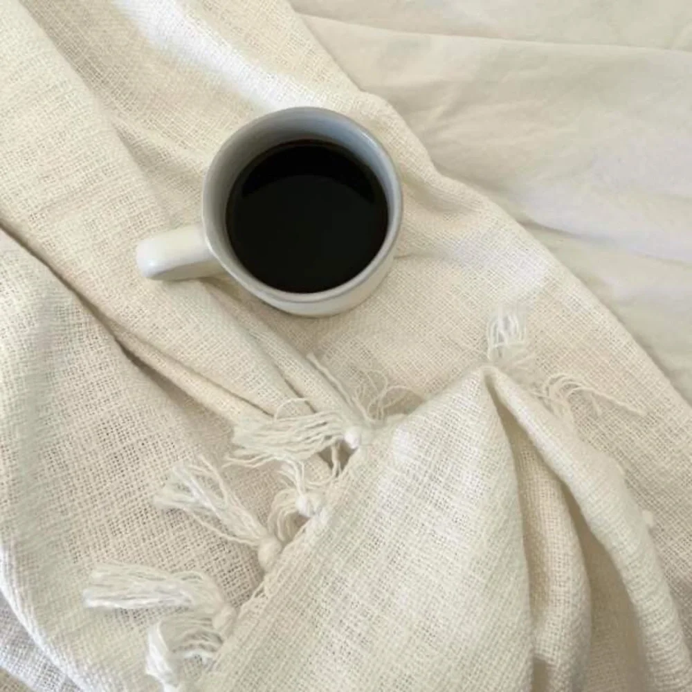Knotted Fringe Throw Blanket White - Hearth & Hand with Magnolia